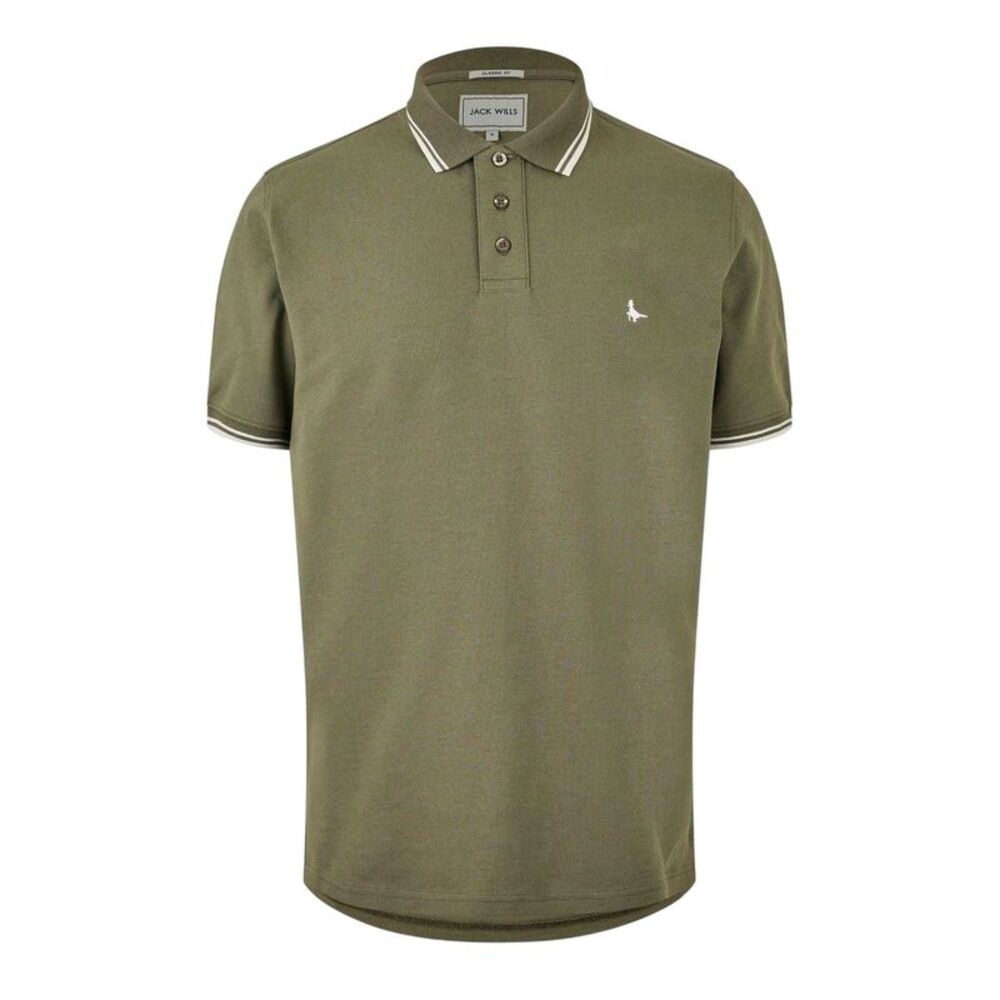 Jack Wills Mens Edgeware Tipped Polo Shirt / Olive